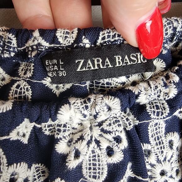 ZARA Top Off The Shoulder Cropped Embroidered WOMENS L Coastal boho  beachy - Picture 3 of 9